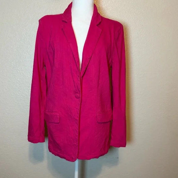 Halston Hot Pink Linen Blend Blazer Size XL - Picture 13 of 13